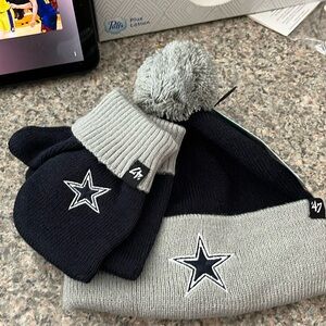 Dallas Cowboys infant hat and glove set.  Brand new with tags